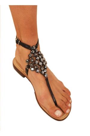 Black jewel capri sandals high at the ankle Da Costanzo | ROMBOBIGNERO